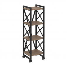 Loft Стеллаж на колесных опорах-4 полки VR.L-MST.K-4.4 Дуб Аризона/Металл Черный 400*400*1334