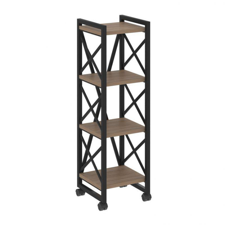 Loft Стеллаж на колесных опорах-4 полки VR.L-MST.K-4.4 Дуб Аризона/Металл Черный 400*400*1334
