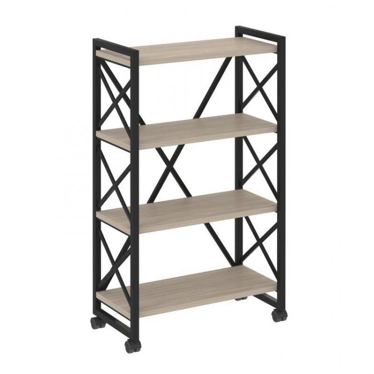 Loft Стеллаж на колесных опорах-4 полки VR.L-MST.K-4.8 Дуб Аттик/Металл Черный 800*400*1334