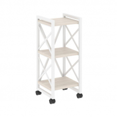 Лофт Стеллаж на колесных опорах-3 полки VR.L-MST.K-3.4 Денвер Светлый/Металл Белый 400*400*968