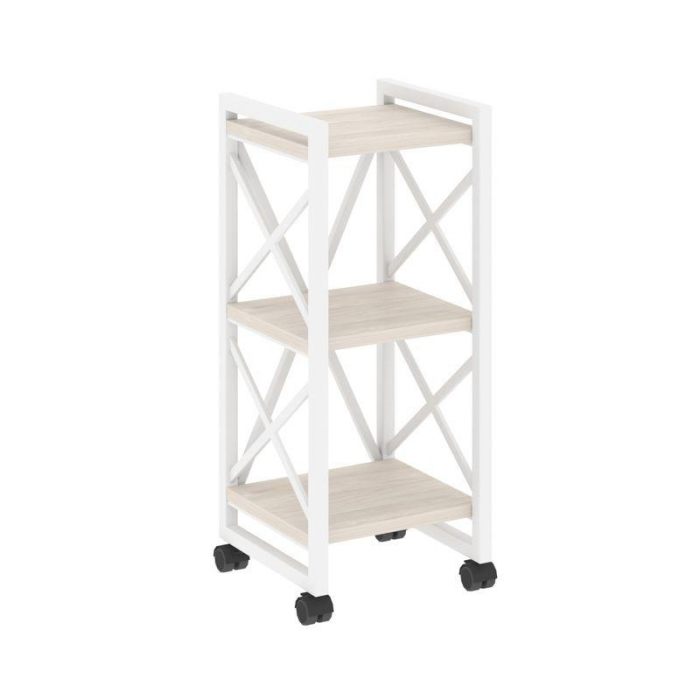 Loft Стеллаж на колесных опорах-3 полки VR.L-MST.K-3.4 Денвер Светлый/Металл Белый 400*400*968