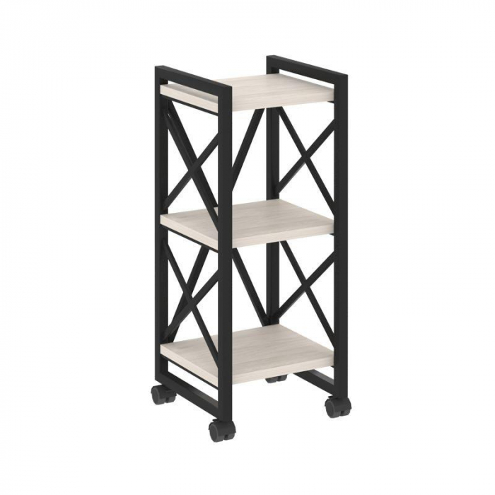 Loft Стеллаж на колесных опорах-3 полки VR.L-MST.K-3.4 Денвер Светлый/Металл Черный 400*400*968