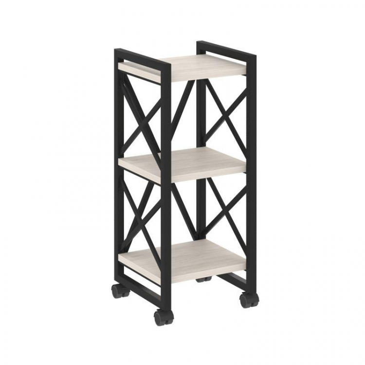 Loft Стеллаж на колесных опорах-3 полки VR.L-MST.K-3.4 Денвер Светлый/Металл Черный 400*400*968