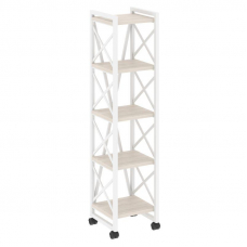 Loft Стеллаж на колесных опорах-5 полок VR.L-MST.K-5.4 Денвер Светлый/Металл Белый 400*400*1704