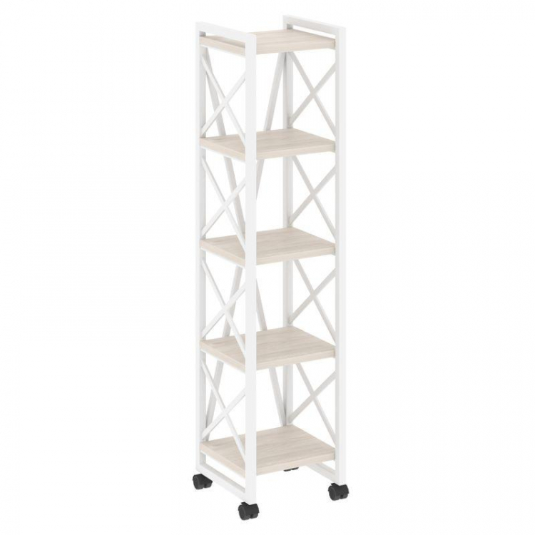 Loft Стеллаж на колесных опорах-5 полок VR.L-MST.K-5.4 Денвер Светлый/Металл Белый 400*400*1704