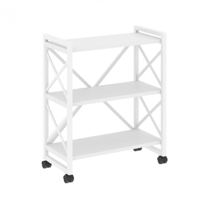 Loft Стеллаж на колесных опорах-3 полки VR.L-MST.K-3.8 Белый Бриллиант/Металл Белый 800*400*968