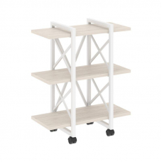 Loft Стеллаж на колесных опорах-3 полки VR.L-MST.K-3.4V Денвер Светлый/Металл Белый 800*400*968