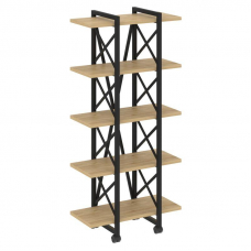 Loft Стеллаж на колесных опорах-5 полок VR.L-MST.K-5.4V Тиквуд Светлый/Металл Черный 800*400*1704