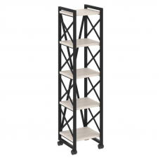 Loft Стеллаж на колесных опорах-5 полок VR.L-MST.K-5.4 Денвер Светлый/Металл Черный 400*400*1704