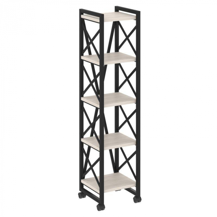 Loft Стеллаж на колесных опорах-5 полок VR.L-MST.K-5.4 Денвер Светлый/Металл Черный 400*400*1704