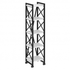 Loft Стеллаж на колесных опорах-5 полок VR.L-MST.K-5.4 Белый Бриллиант/Металл Черный 400*400*1704