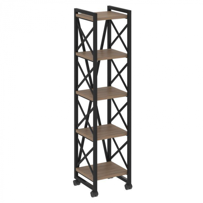 Loft Стеллаж на колесных опорах-5 полок VR.L-MST.K-5.4 Дуб Аризона/Металл Черный 400*400*1704