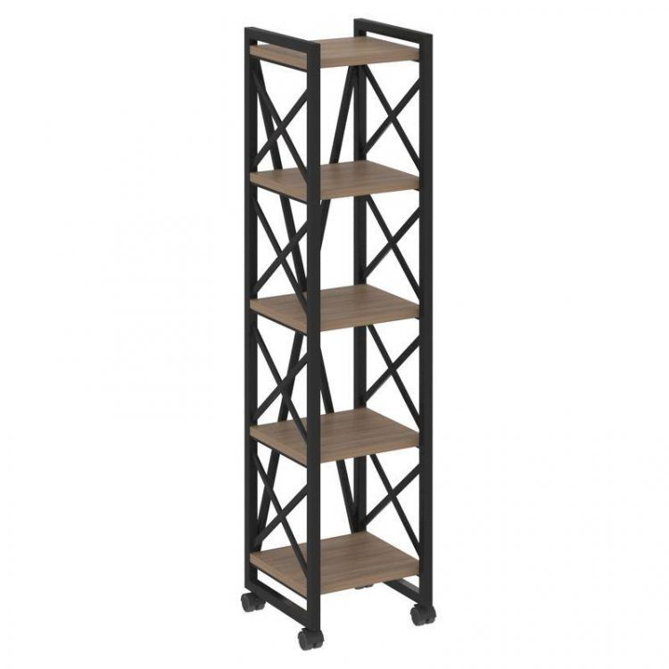 Loft Стеллаж на колесных опорах-5 полок VR.L-MST.K-5.4 Дуб Аризона/Металл Черный 400*400*1704