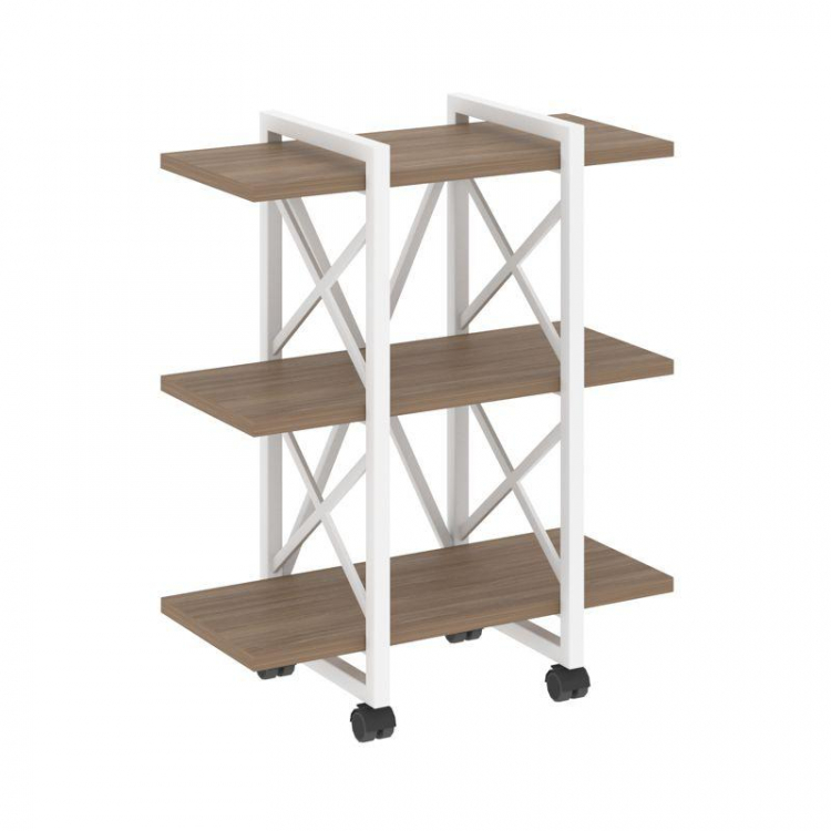 Loft Стеллаж на колесных опорах-3 полки VR.L-MST.K-3.4V Дуб Аризона/Металл Белый 800*400*968