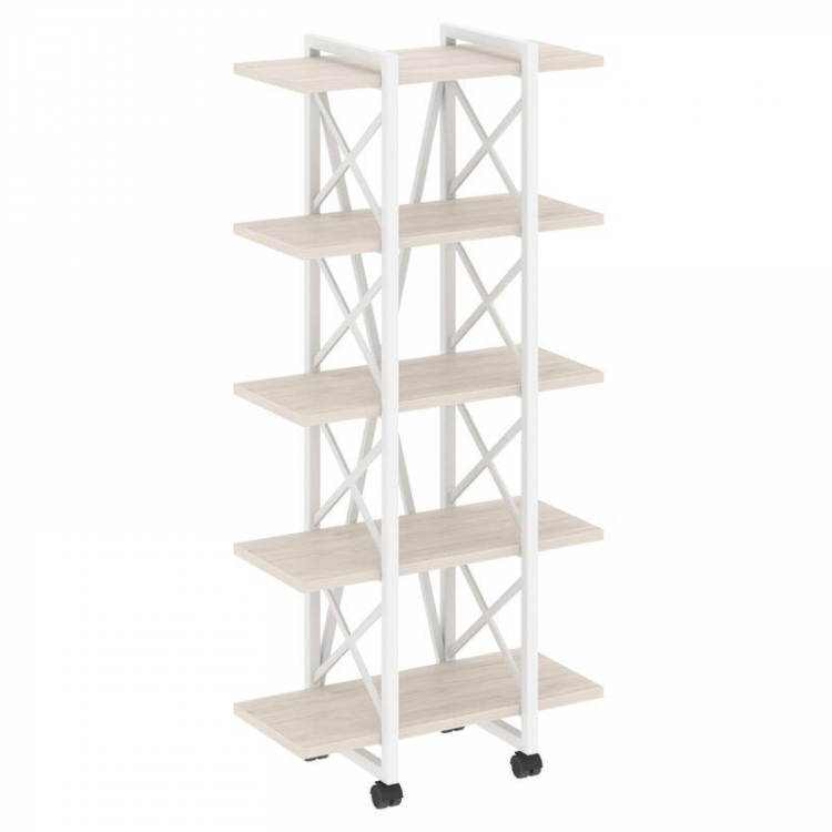 Loft Стеллаж на колесных опорах-5 полок VR.L-MST.K-5.4V Денвер Светлый/Металл Белый 800*400*1704
