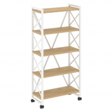 Loft Стеллаж на колесных опорах-5 полок VR.L-MST.K-5.8 Тиквуд Светлый/Металл Белый 800*400*1704
