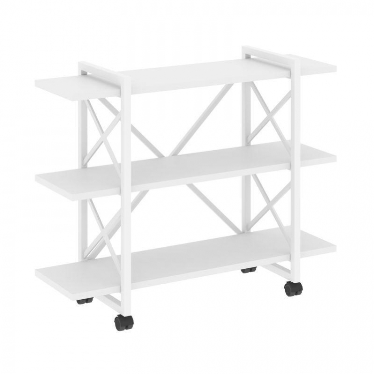 Loft Стеллаж на колесных опорах-3 полки VR.L-MST.K-3.8V Белый Бриллиант/Металл Белый 1200*400*968
