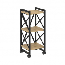 Loft Стеллаж на колесных опорах-3 полки VR.L-MST.K-3.4 Тиквуд Светлый/Металл Черный 400*400*968