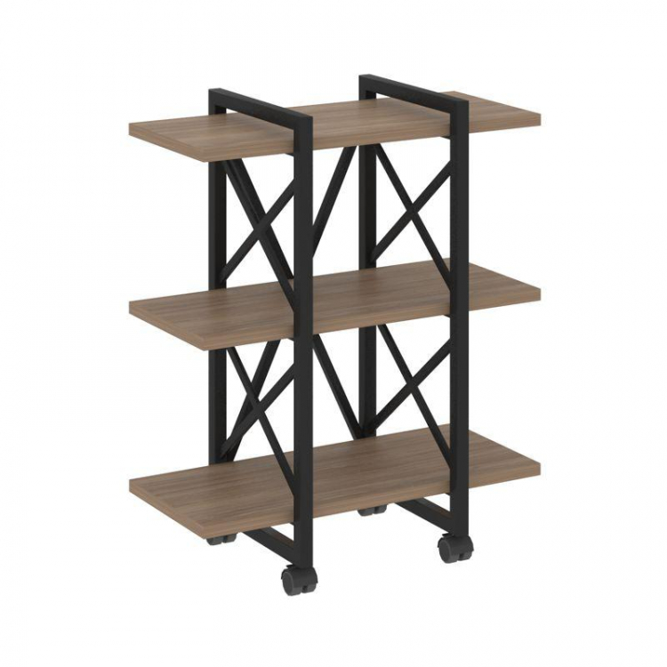 Loft Стеллаж на колесных опорах-3 полки VR.L-MST.K-3.4V Дуб Аризона/Металл Черный 800*400*968