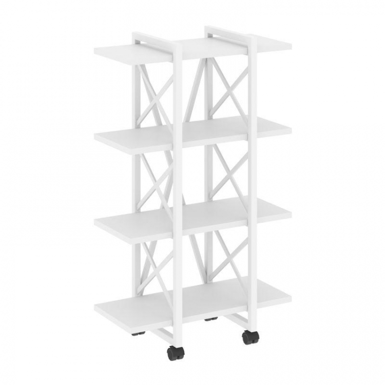 Loft Стеллаж на колесных опорах-4 полки VR.L-MST.K-4.4V Белый Бриллиант/Металл Белый 800*400*1334