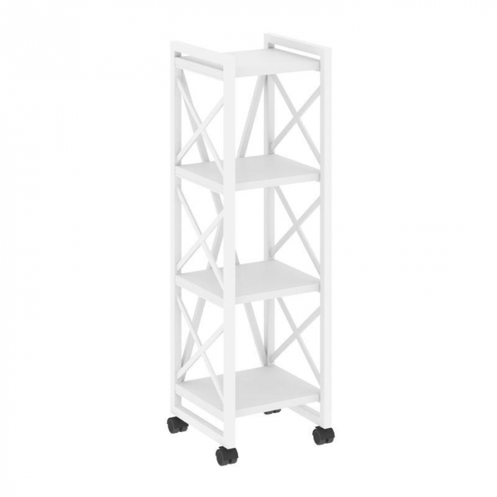 Loft Стеллаж на колесных опорах-4 полки VR.L-MST.K-4.4 Белый Бриллиант/Металл Белый 400*400*1334
