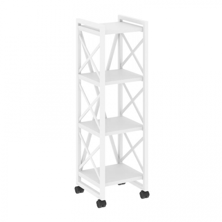 Loft Стеллаж на колесных опорах-4 полки VR.L-MST.K-4.4 Белый Бриллиант/Металл Белый 400*400*1334