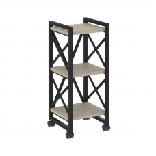 Loft Стеллаж на колесных опорах-3 полки VR.L-MST.K-3.4 Дуб Аттик/Металл Черный 400*400*968