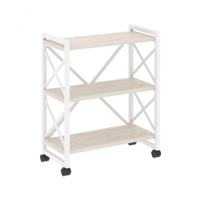 Loft Стеллаж на колесных опорах-3 полки VR.L-MST.K-3.8 Денвер Светлый/Металл Белый 800*400*968