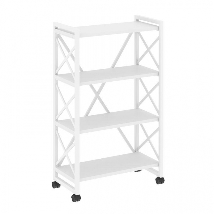 Loft Стеллаж на колесных опорах-4 полки VR.L-MST.K-4.8 Белый Бриллиант/Металл Белый 800*400*1334