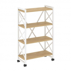 Loft Стеллаж на колесных опорах-4 полки VR.L-MST.K-4.8 Тиквуд Светлый/Металл Белый 800*400*1334