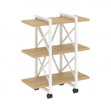 Loft Стеллаж на колесных опорах-3 полки VR.L-MST.K-3.4V Тиквуд Светлый/Металл Белый 800*400*968