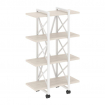 Loft Стеллаж на колесных опорах-4 полки VR.L-MST.K-4.4V Денвер Светлый/Металл Белый 800*400*1334