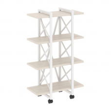 Loft Стеллаж на колесных опорах-4 полки VR.L-MST.K-4.4V Денвер Светлый/Металл Белый 800*400*1334