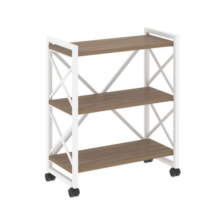 Loft Стеллаж на колесных опорах-3 полки VR.L-MST.K-3.8 Дуб Аризона/Металл Белый 800*400*968