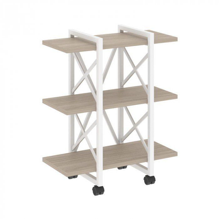 Loft Стеллаж на колесных опорах-3 полки VR.L-MST.K-3.4V Дуб Аттик/Металл Белый 800*400*968