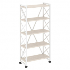 Loft Стеллаж на колесных опорах-5 полок VR.L-MST.K-5.8 Денвер Светлый/Металл Белый 800*400*1704