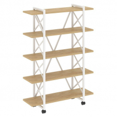 Loft Стеллаж на колесных опорах-5 полок VR.L-MST.K-5.8V Тиквуд Светлый/Металл Белый 1200*400*1704