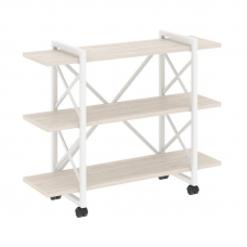 Loft Стеллаж на колесных опорах-3 полки VR.L-MST.K-3.8V Денвер Светлый/Металл Белый 1200*400*968