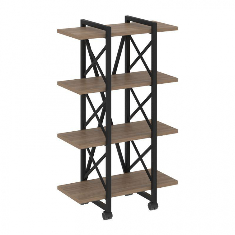 Loft Стеллаж на колесных опорах-4 полки VR.L-MST.K-4.4V Дуб Аризона/Металл Черный 800*400*1334