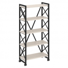 Loft Стеллаж на колесных опорах-5 полок VR.L-MST.K-5.8 Денвер Светлый/Металл Черный 800*400*1704