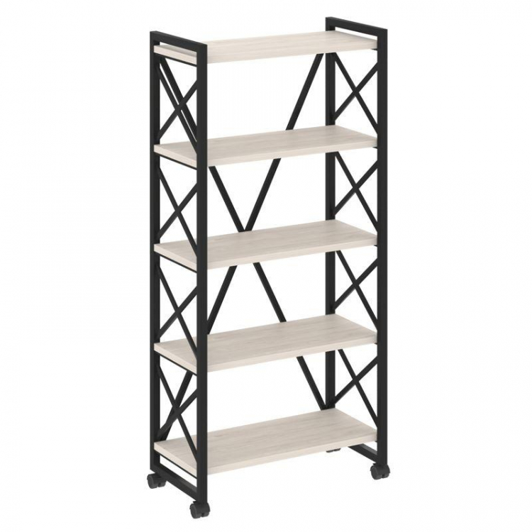 Loft Стеллаж на колесных опорах-5 полок VR.L-MST.K-5.8 Денвер Светлый/Металл Черный 800*400*1704
