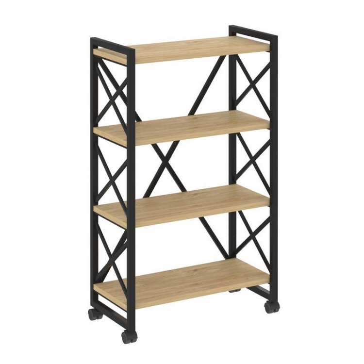 Loft Стеллаж на колесных опорах-4 полки VR.L-MST.K-4.8 Тиквуд Светлый/Металл Черный 800*400*1334