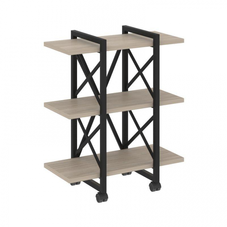 Loft Стеллаж на колесных опорах-3 полки VR.L-MST.K-3.4V Дуб Аттик/Металл Черный 800*400*968