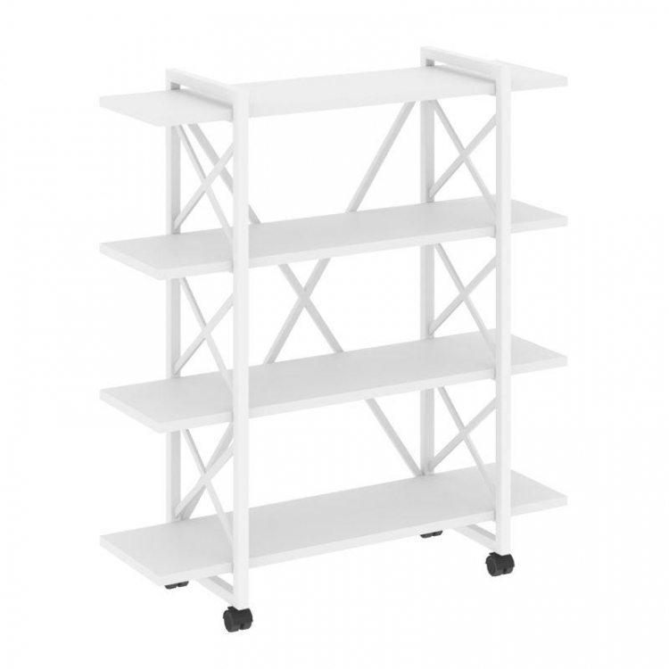 Loft Стеллаж на колесных опорах-4 полки VR.L-MST.K-4.8V Белый Бриллиант/Металл Белый 1200*400*1334
