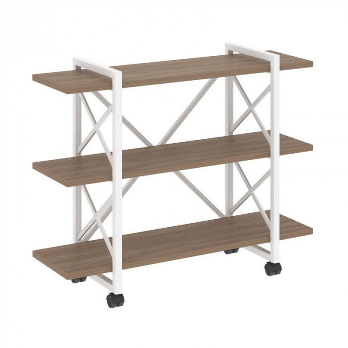 Loft Стеллаж на колесных опорах-3 полки VR.L-MST.K-3.8V Дуб Аризона/Металл Белый 1200*400*968