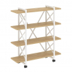 Loft Стеллаж на колесных опорах-4 полки VR.L-MST.K-4.8V Тиквуд Светлый/Металл Белый 1200*400*1334