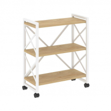 Loft Стеллаж на колесных опорах-3 полки VR.L-MST.K-3.8 Тиквуд Светлый/Металл Белый 800*400*968
