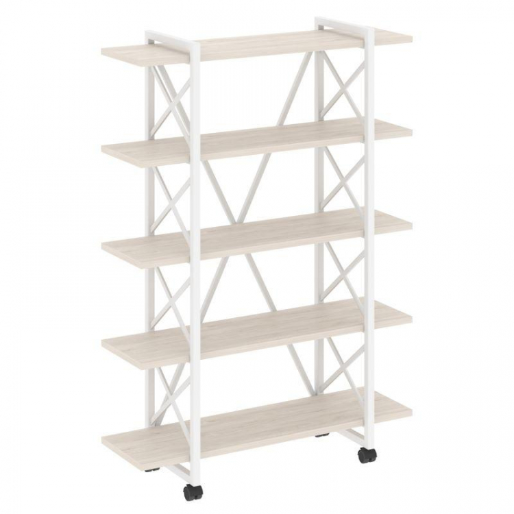 Loft Стеллаж на колесных опорах-5 полок VR.L-MST.K-5.8V Денвер Светлый/Металл Белый 1200*400*1704