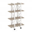 Loft Стеллаж на колесных опорах-4 полки VR.L-MST.K-4.4V Дуб Аттик/Металл Белый 800*400*1334