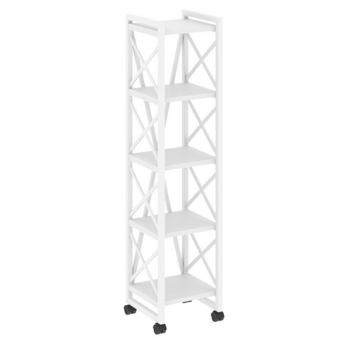 Loft Стеллаж на колесных опорах-5 полок VR.L-MST.K-5.4 Белый Бриллиант/Металл Белый 400*400*1704